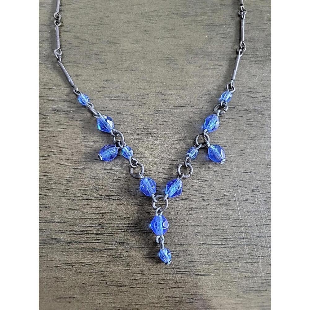 Unique Vintage Black And Blue Beaded Necklace From Eatons.